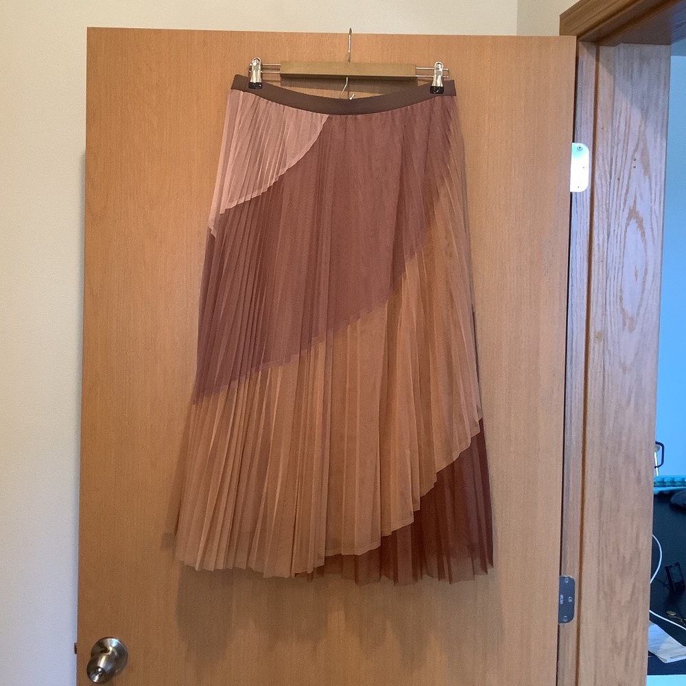 Pleated Tulle Midi Skirt